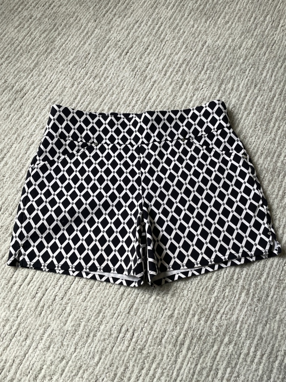 INC International Concepts Black White an Gray Lattice Shorts